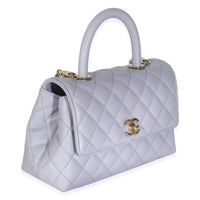 21K Purple Quilted Caviar Mini Coco Handle Flap Handbag