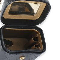 Black Quilted Lambskin Vanity Clutch With Chain