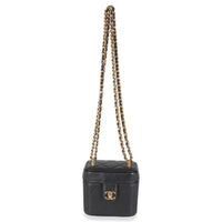 Black Quilted Lambskin Vanity Clutch With Chain