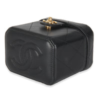 Black Quilted Lambskin Vanity Clutch With Chain