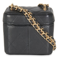 Black Quilted Lambskin Vanity Clutch With Chain
