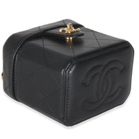 Black Quilted Lambskin Vanity Clutch With Chain