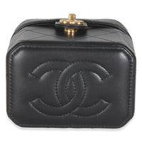 Black Quilted Lambskin Vanity Clutch With Chain