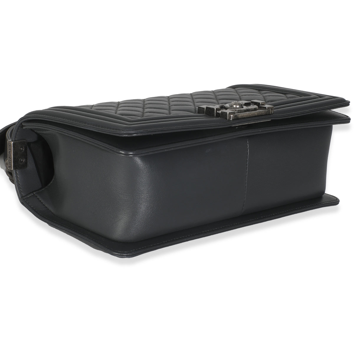 Dark Grey Quilted Lambskin Old Medium Boy Bag