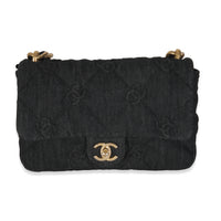 Black Quilted CC Denim Funky Town Flap Bag