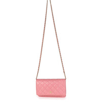 Pink Quilted Caviar Classic Wallet On Chain