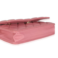 Pink Quilted Caviar Classic Wallet On Chain