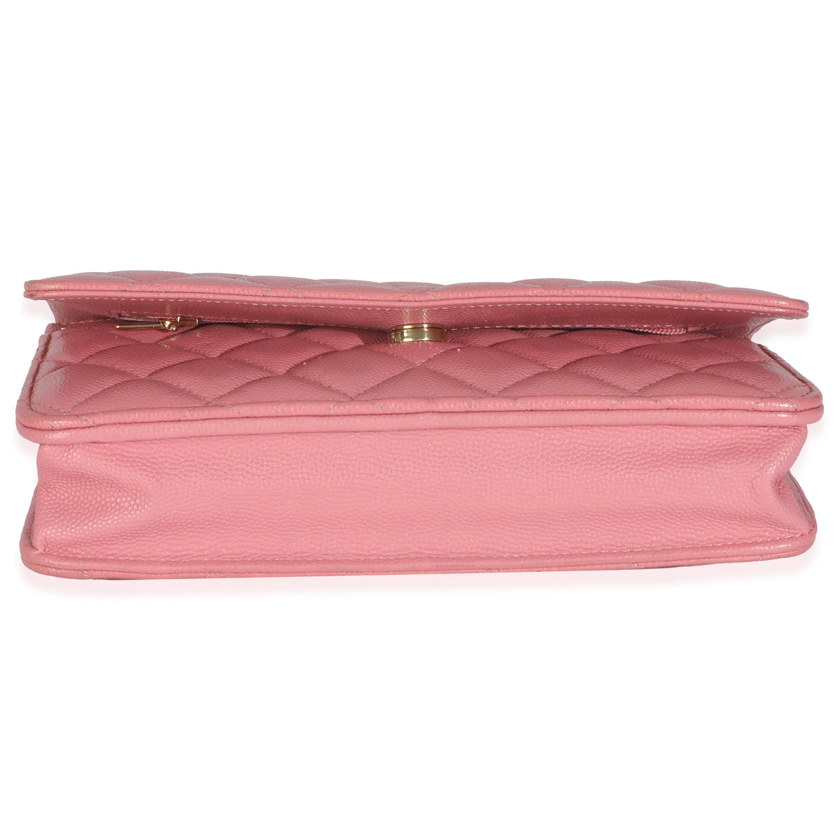 Pink Quilted Caviar Classic Wallet On Chain