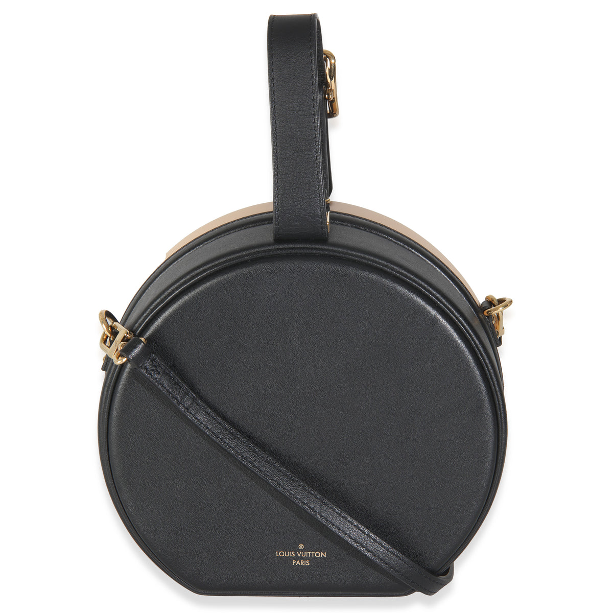 Louis Vuitton Black Beige Calfskin Petite Boite Chapeau Handbag bv