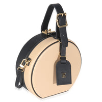 Louis Vuitton Black Beige Calfskin Petite Boite Chapeau Handbag pv