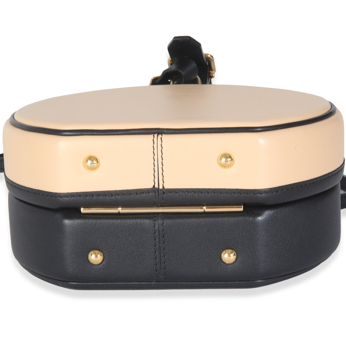 Louis Vuitton Black Beige Calfskin Petite Boite Chapeau Handbag stamp