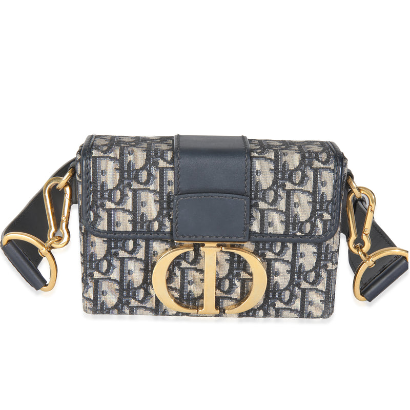 Blue Oblique Canvas 30 Montaigne Box Bag