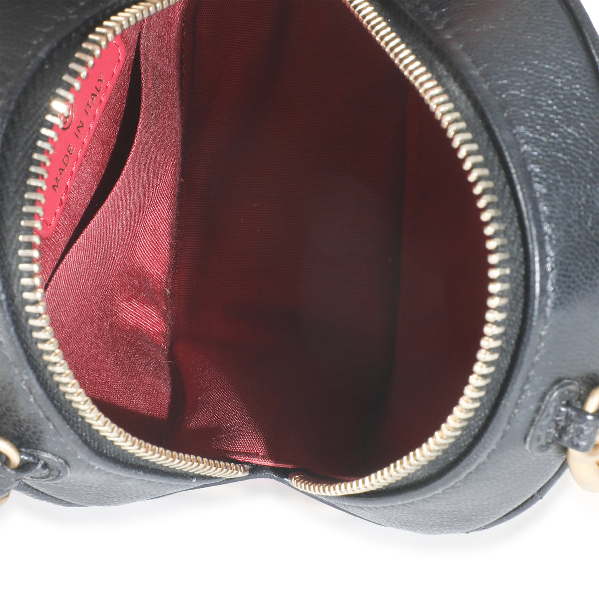 19 Black Quilted Lambskin Round Clutch With Chain