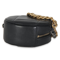 19 Black Quilted Lambskin Round Clutch With Chain