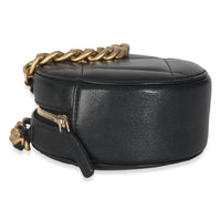 19 Black Quilted Lambskin Round Clutch With Chain
