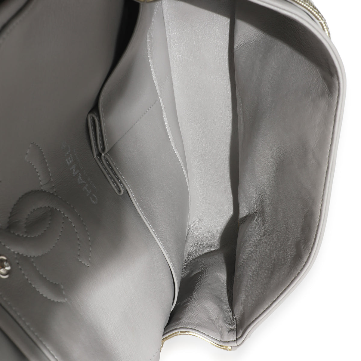 Gold Striated Quilted Patent Medium Classic Double Flap Bag