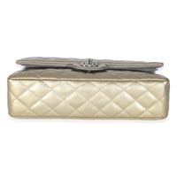 Gold Striated Quilted Patent Medium Classic Double Flap Bag