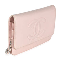Pink Quilted Caviar Timeless CC Classic Wallet On Chain
