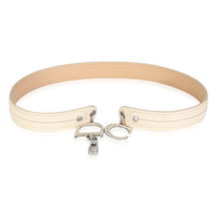 Christian Dior Vintage White Leather CD Charm Waist Belt fv