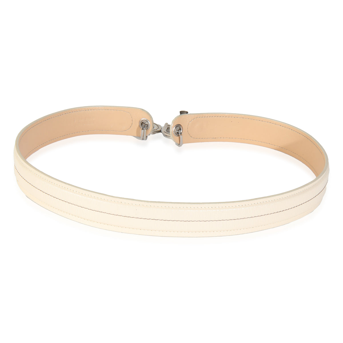 Christian Dior Vintage White Leather CD Charm Waist Belt pv