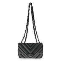 Chanel Black Strass CC Chevron Mini Flap Bag Handbag av