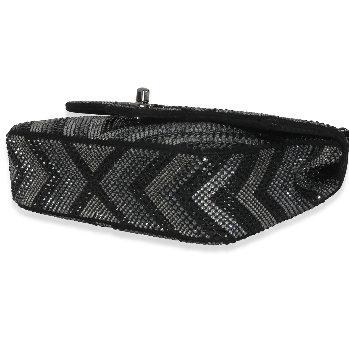 Chanel Black Strass CC Chevron Mini Flap Bag Handbag box