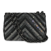 Chanel Black Strass CC Chevron Mini Flap Bag Handbag bv