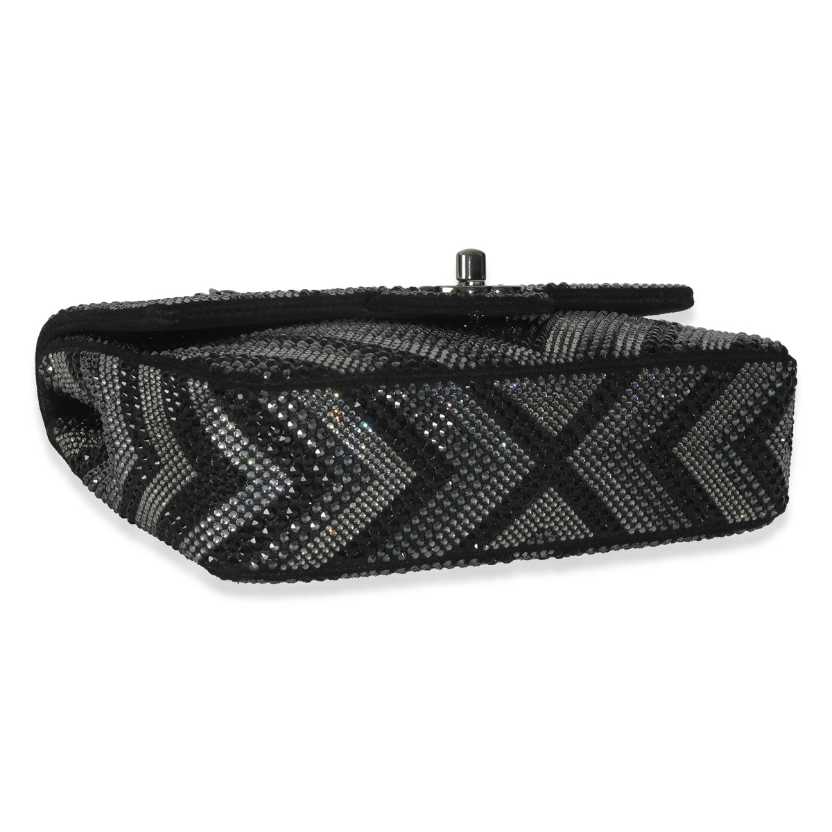 Chanel Black Strass CC Chevron Mini Flap Bag Handbag clasp