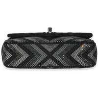 Chanel Black Strass CC Chevron Mini Flap Bag Handbag stamp