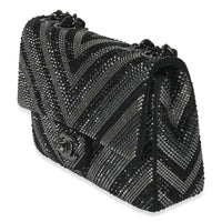 Chanel Black Strass CC Chevron Mini Flap Bag Handbag sv