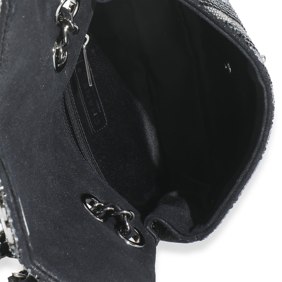 Black Strass CC Chevron Mini Flap Bag