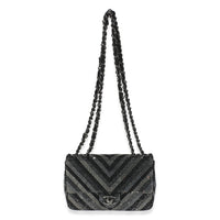 Black Strass CC Chevron Mini Flap Bag