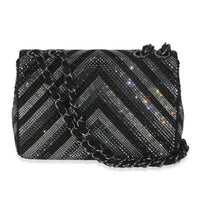 Black Strass CC Chevron Mini Flap Bag