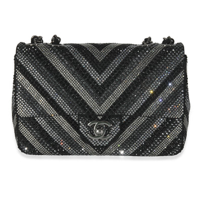 Black Strass CC Chevron Mini Flap Bag