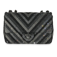 Black Strass CC Chevron Mini Flap Bag