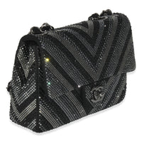 Black Strass CC Chevron Mini Flap Bag