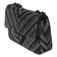 Black Strass CC Chevron Mini Flap Bag