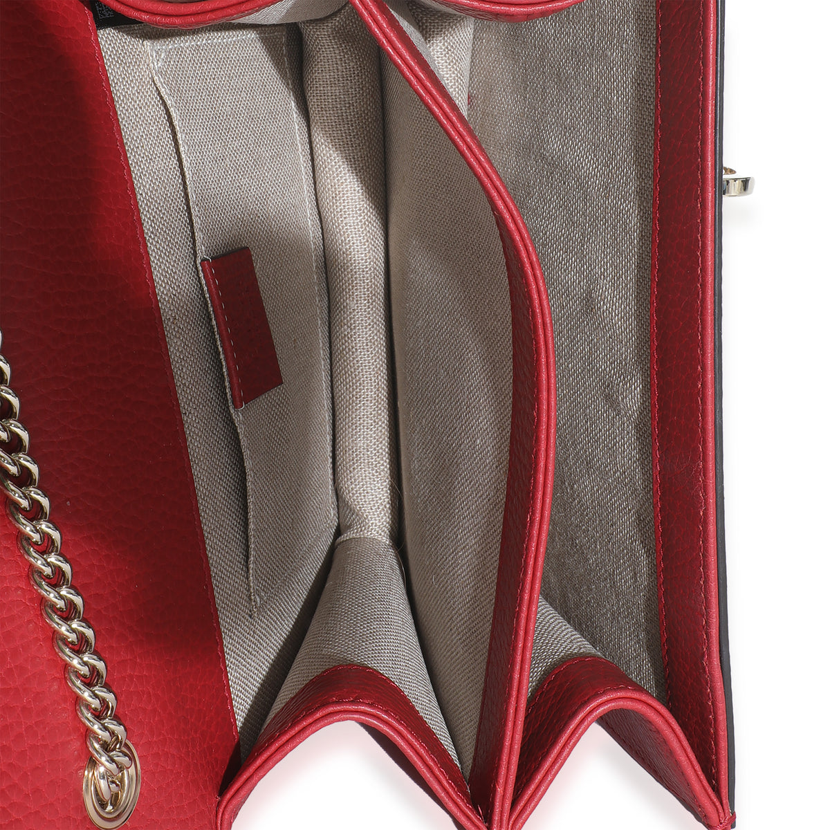 Red Dollar Calfskin Small Interlocking Chain Bag