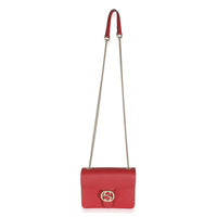 Red Dollar Calfskin Small Interlocking Chain Bag