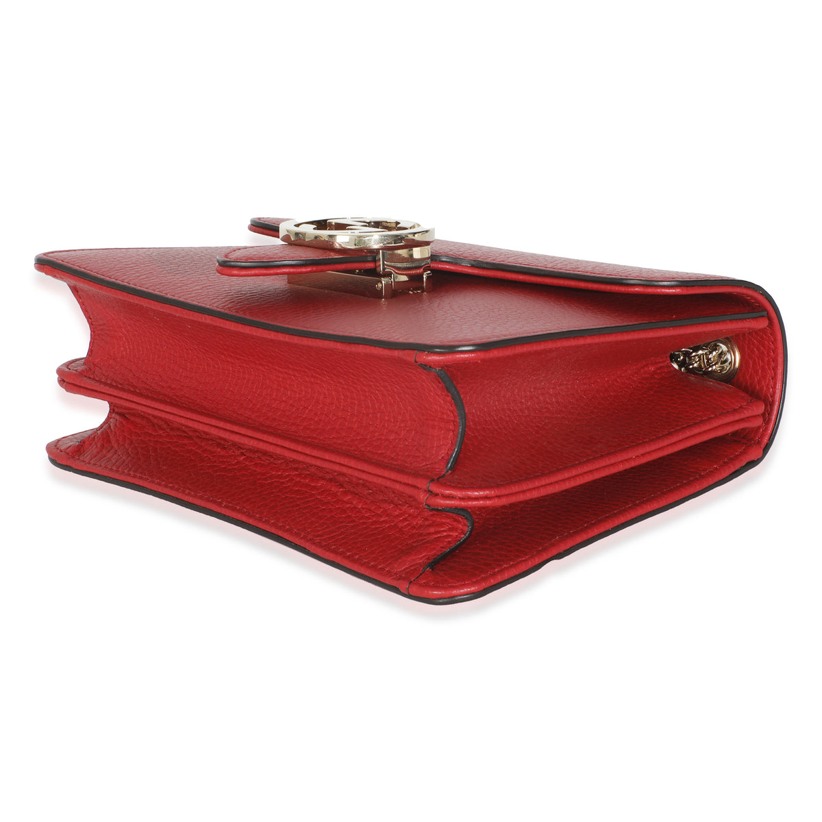 Red Dollar Calfskin Small Interlocking Chain Bag