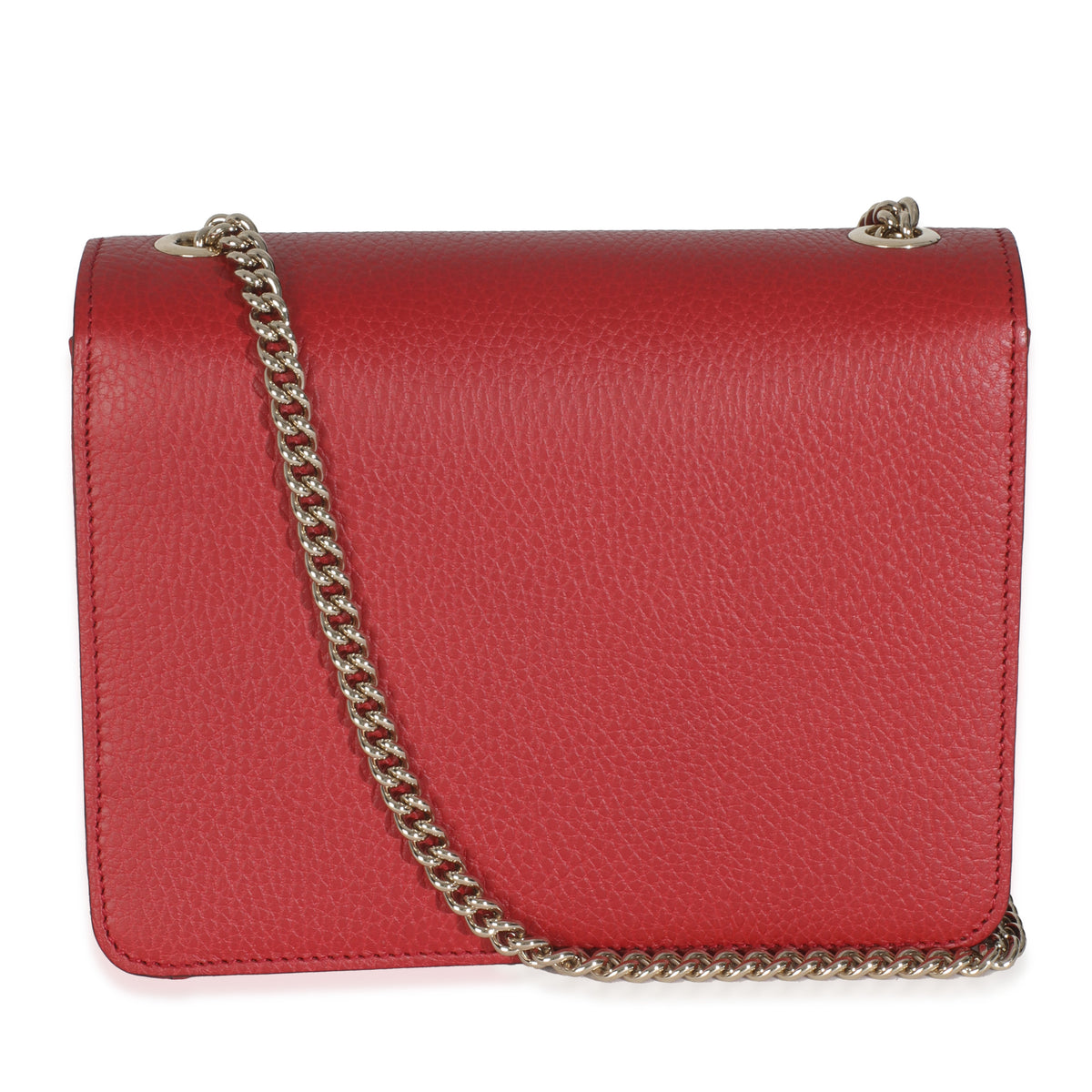Red Dollar Calfskin Small Interlocking Chain Bag