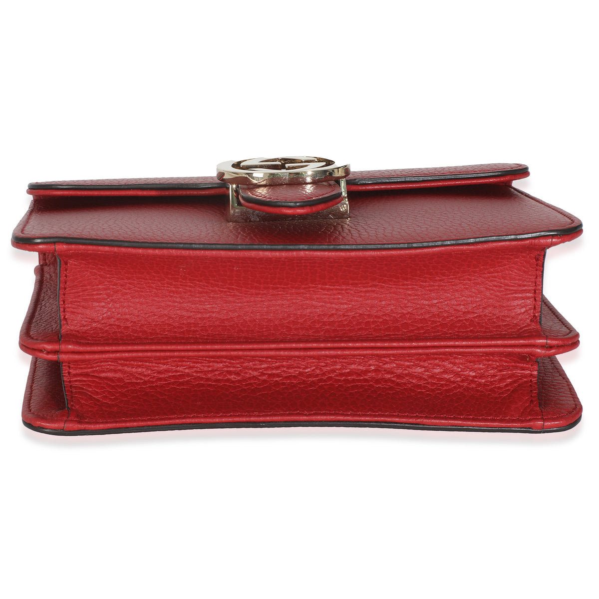 Red Dollar Calfskin Small Interlocking Chain Bag
