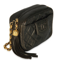 Chanel Vintage Metallic Green Quilted Lambskin Tassel Camera Bag Handbag pv