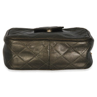Chanel Vintage Metallic Green Quilted Lambskin Tassel Camera Bag Handbag stamp