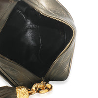 Vintage Metallic Green Quilted Lambskin Tassel Camera Bag