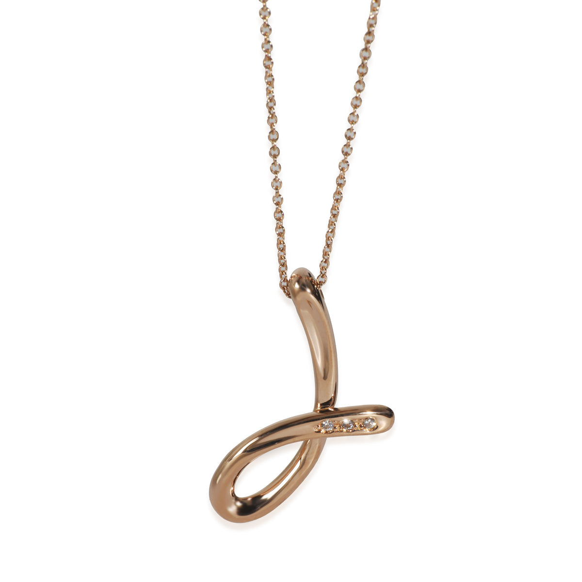 Rose Gold Diamond Elsa Peretti Letter J Pendant