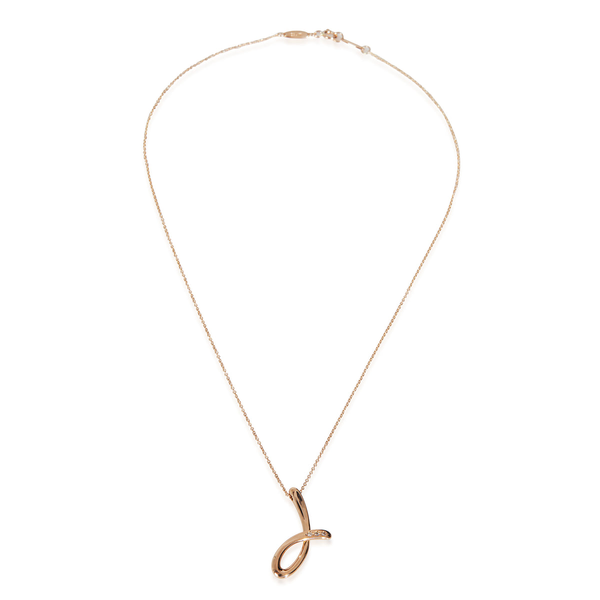 Rose Gold Diamond Elsa Peretti Letter J Pendant