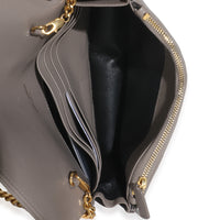 Grey Calfskin Chevron Cassandre Envelope Chain Wallet