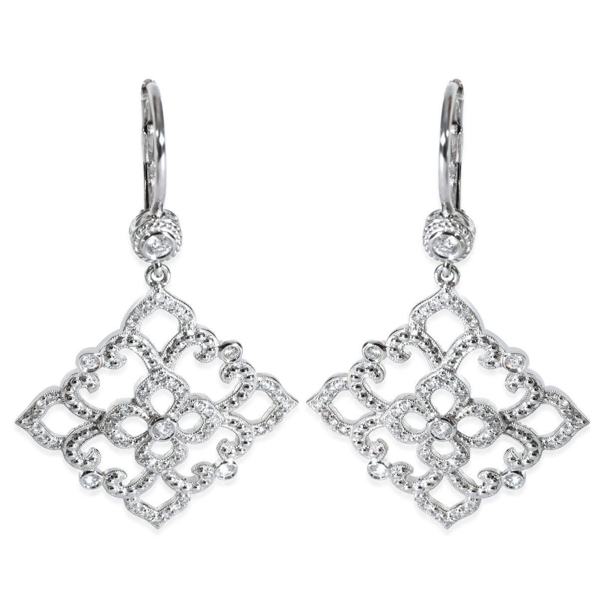 White Gold Diamond Lace Earrings