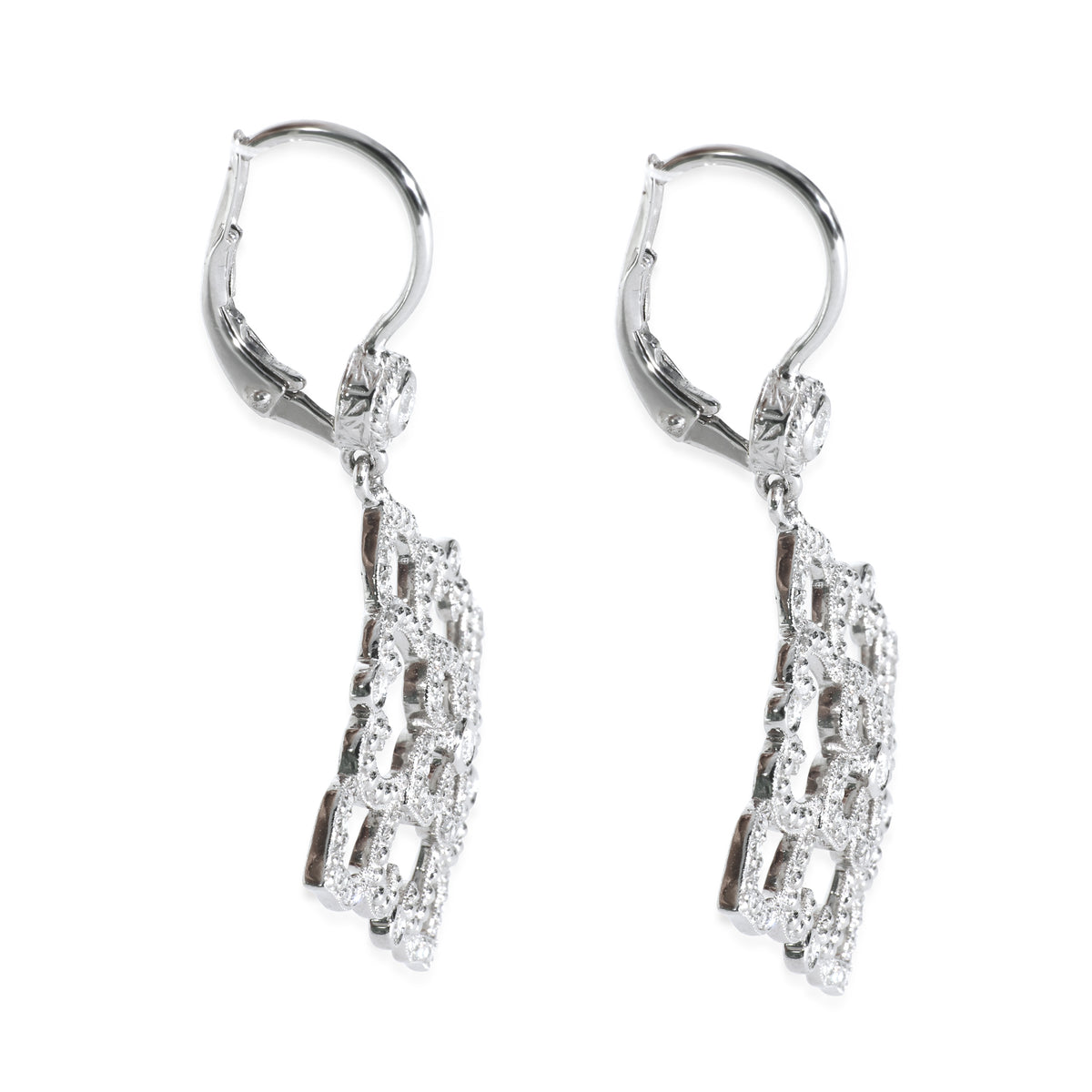 White Gold Diamond Lace Earrings